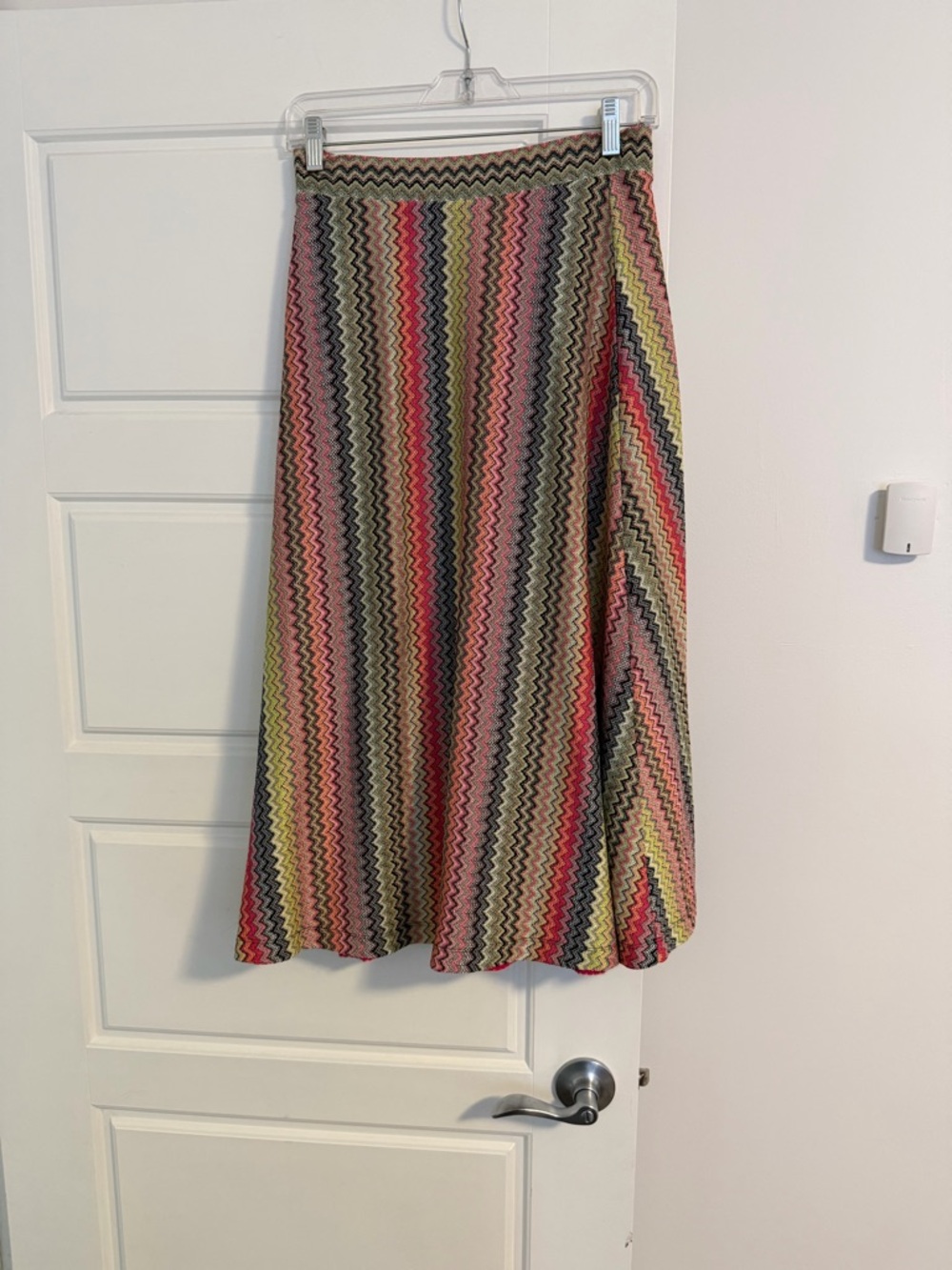 Maeve Anthropologie Multicolor Chevron Maxi Skirt - Pink, Yellow, Green, Black